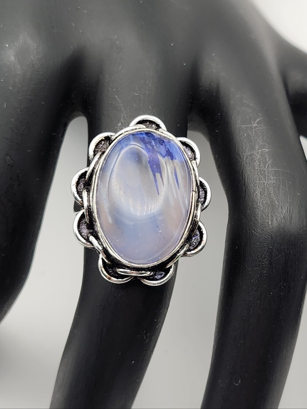 925 Silver Semi-precious Stone Ring, Size 7